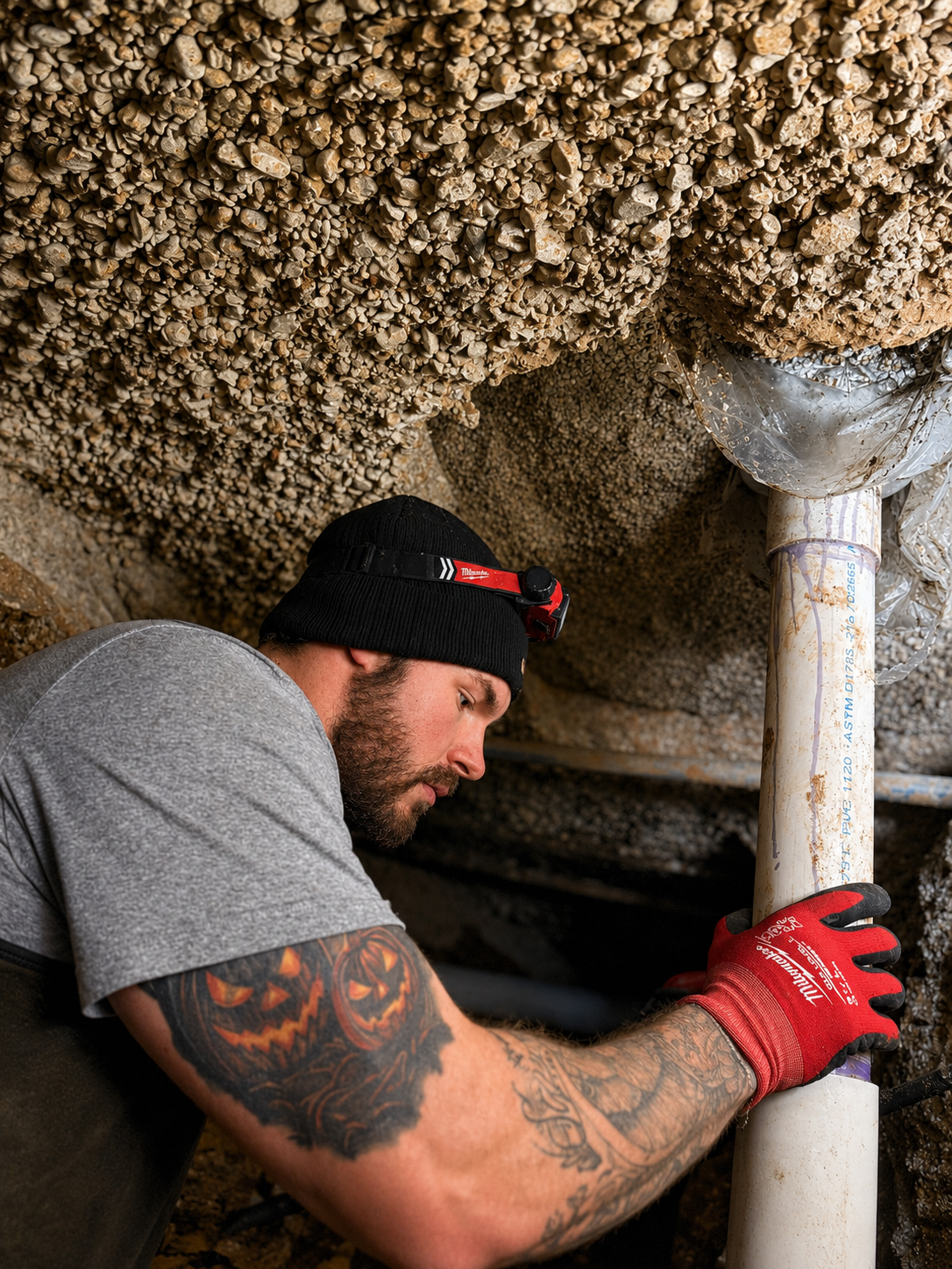Sutton and Company technicians replacing underground drain and sewer piping